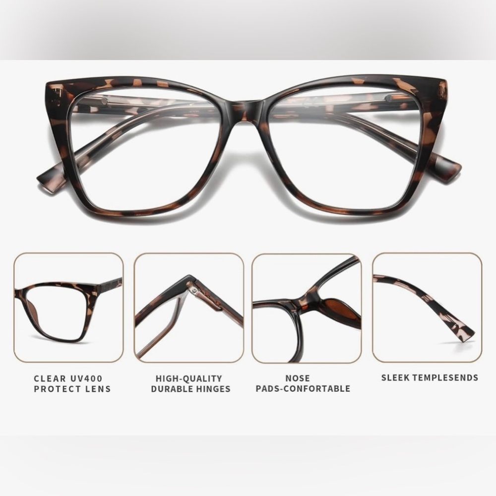 LKEYE oversized reading glasses. 1.0 diopters. Brown and black. NWOT